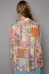 POL Button-Down Long Sleeve Printed Shirt OutfitFlow